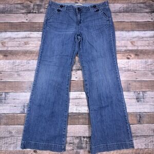 Gap Women Jeans 1969 Limited Edition Blue 14 Wide Leg Flare Button Pocket Denim